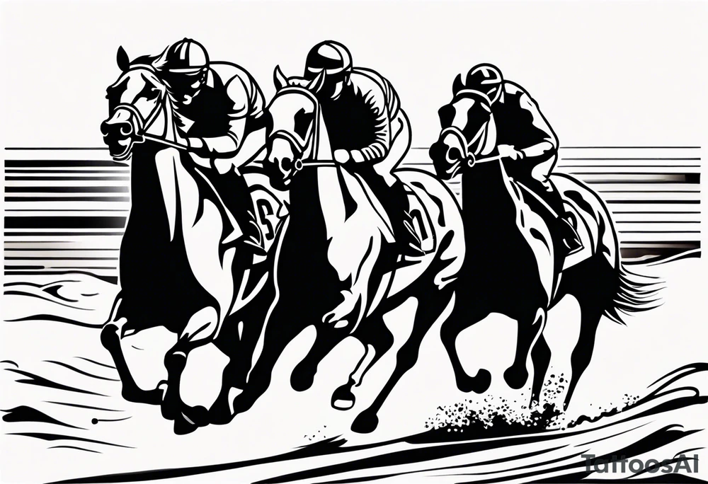 horse race on the beach with cliff tattoo idea