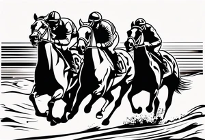 horse race on the beach with cliff tattoo idea