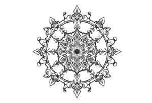 mytical shaman and witch ancient ornament with rhyme tattoo idea