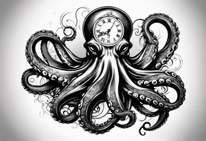 to be drawn in the arm, pocket watch wrapped under an aggressive octopus tattoo idea