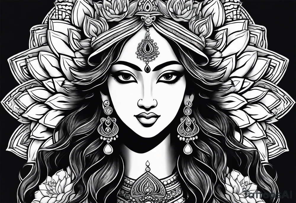 Durga with lotus tattoo idea