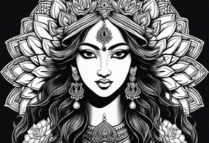 Durga with lotus tattoo idea