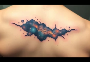 Beautiful and epic 3d milky way that appears to be coming out of the skin tattoo idea