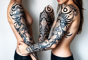 bold line dark shamanstyle tattoo idea
