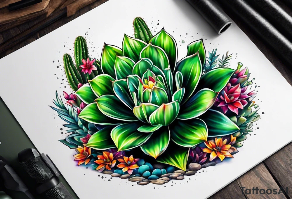 Lobo com cactos tattoo idea