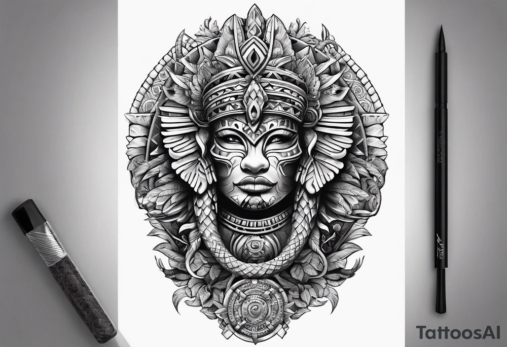 aztec snake sleeve tattoo idea