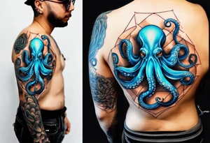 octopus with neon Blue suckers tattoo tattoo idea