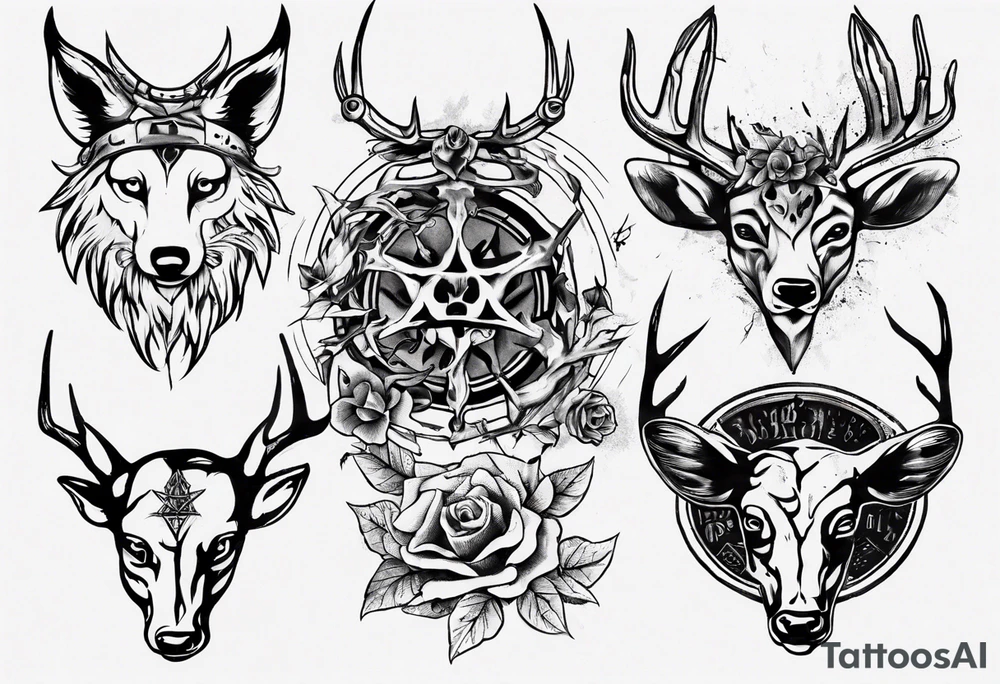 jäger und reh und forelle tattoo idea