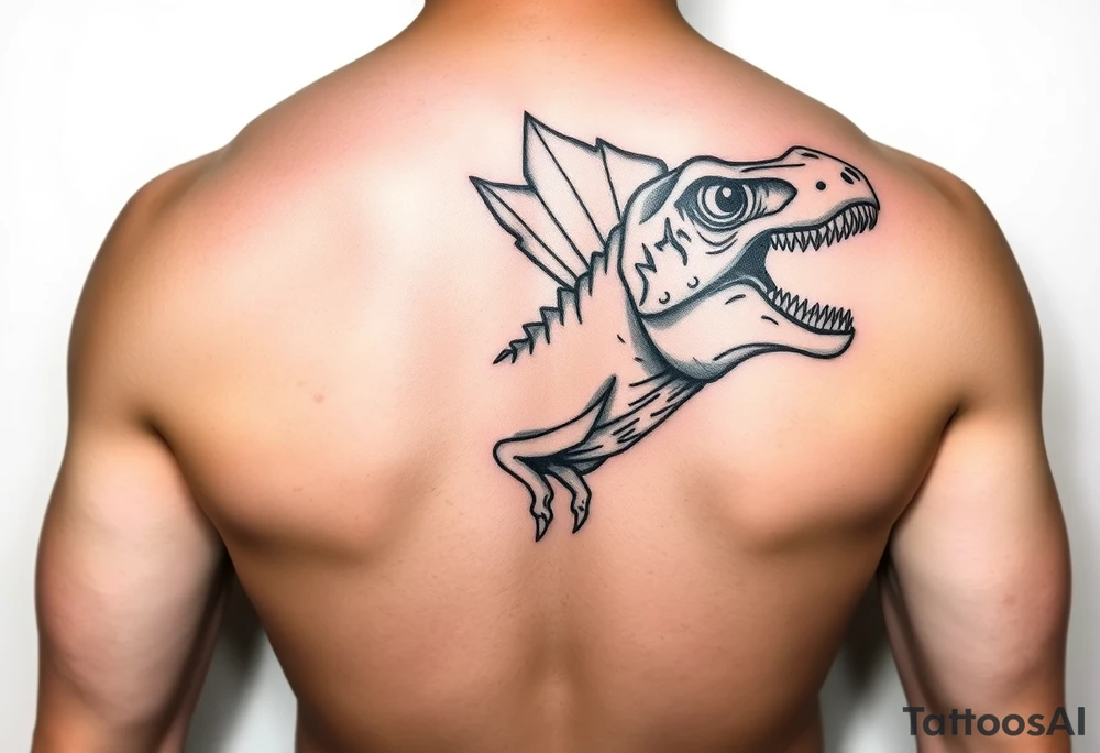 Dilophosaurus staring at me with its fills expanded tattoo idea