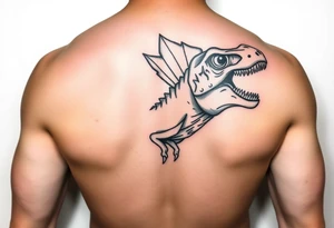 Dilophosaurus staring at me with its fills expanded tattoo idea