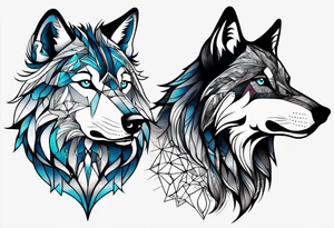 Constellation, animal wolf, géométric tattoo idea