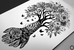 Anatomical arm sleeve.  DNA helix embedded in the tree of life.  the  heart, skeleton, lungs and brain having a nature aspect or floral aspect to them. Mandala's and flowers to fill in the space tattoo idea