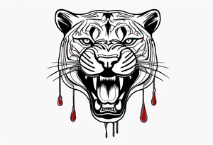 a black panthera head with blood drops from mouth tattoo idea