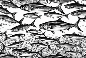 Shoal of mackerel in the ocean tattoo idea