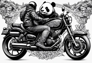 panda riding a motorcycle tattoo idea