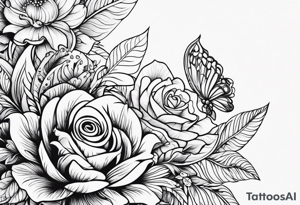 ornaments of flowers tattoo idea