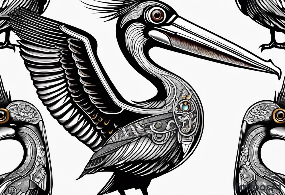 pelican wearing steampunk goggles tattoo idea