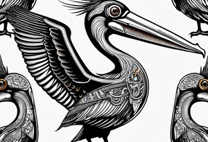 pelican wearing steampunk goggles tattoo idea