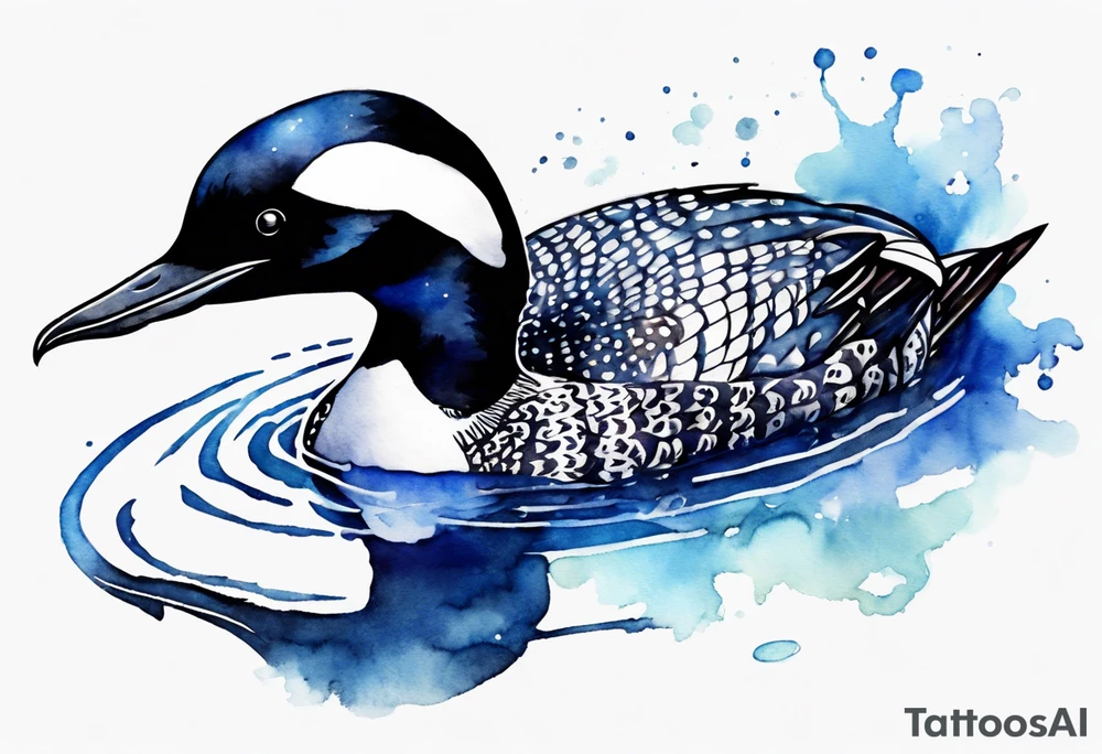 a loon wearing a dark blue alb, mystic tattoo idea