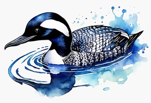 a loon wearing a dark blue alb, mystic tattoo idea