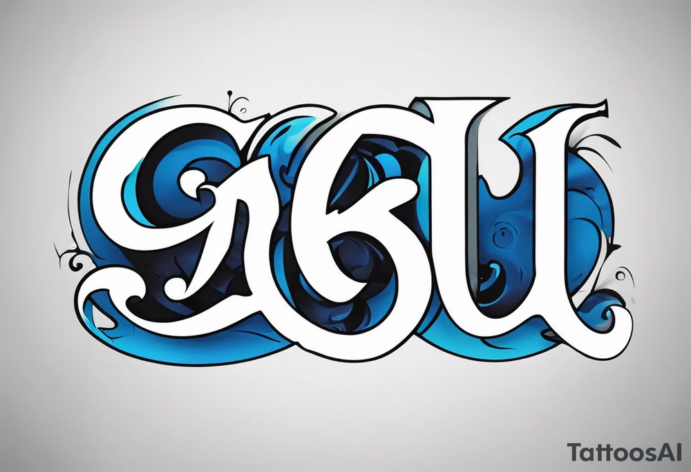 Letters "GNBLU" tattoo idea