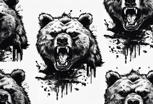 Angry bear coming up behind a city tattoo idea