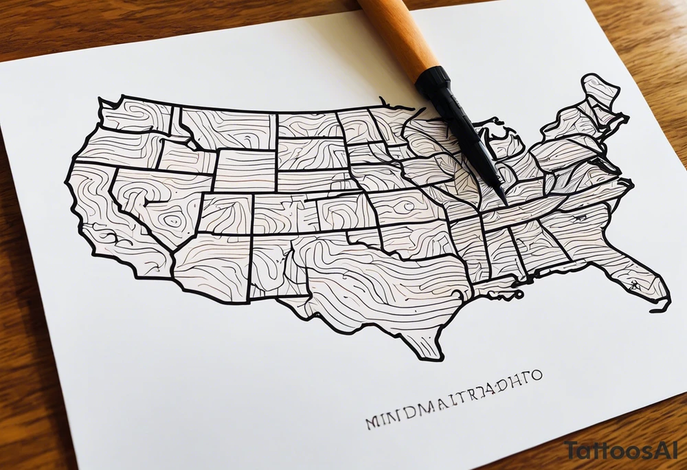 Roadtrip trough California on a Map tattoo idea