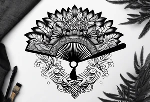 Black Japanese fan tattoo idea