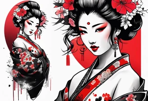 trash polka geisha tattoo idea