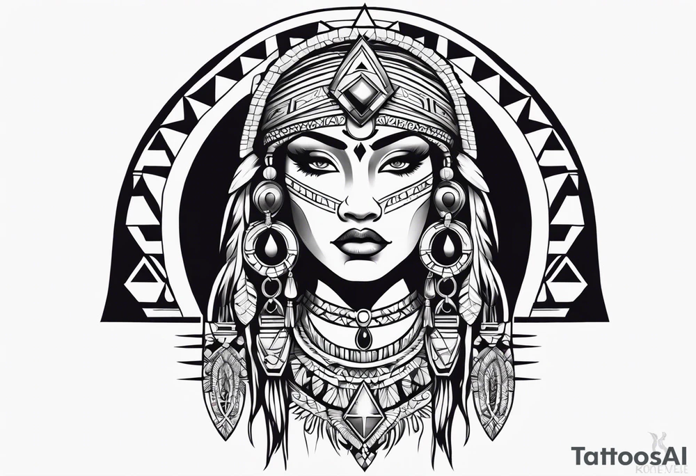 beautiful, kali, valkrye, goddess, native american, chest tattoo idea