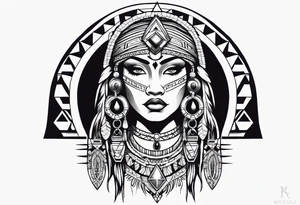 beautiful, kali, valkrye, goddess, native american, chest tattoo idea