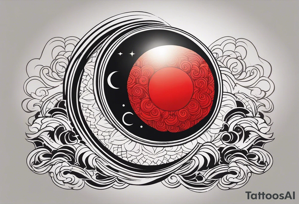 black solar eclipse with red light shining behind it tattoo idea