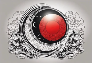 black solar eclipse with red light shining behind it tattoo idea