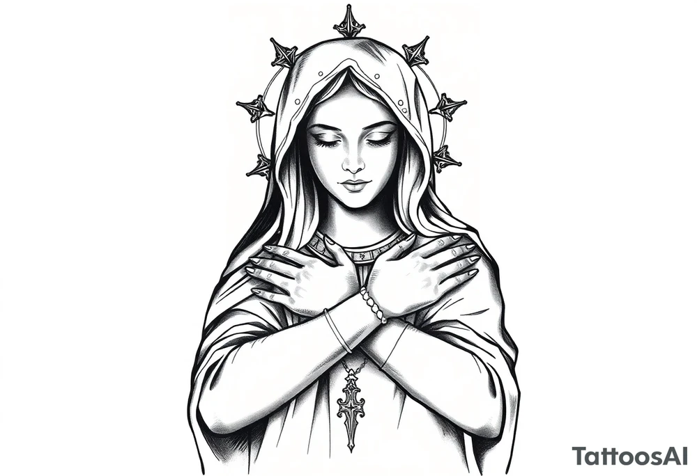 Russian orthodox virgin mary crossing arms tattoo idea