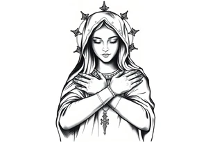 Russian orthodox virgin mary crossing arms tattoo idea