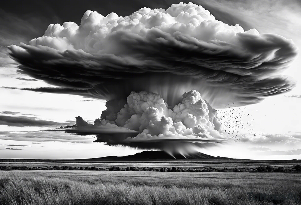 beautiful supercell cloud in vast open Texas lands tattoo idea