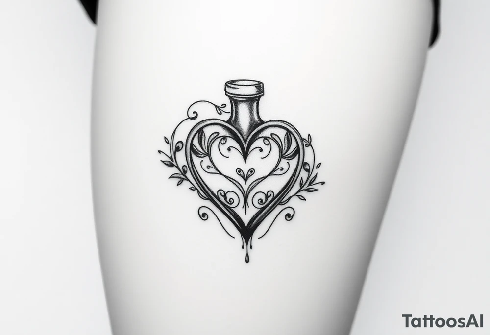 Heart shape bottle tattoo idea