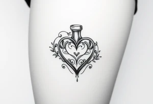 Heart shape bottle tattoo idea