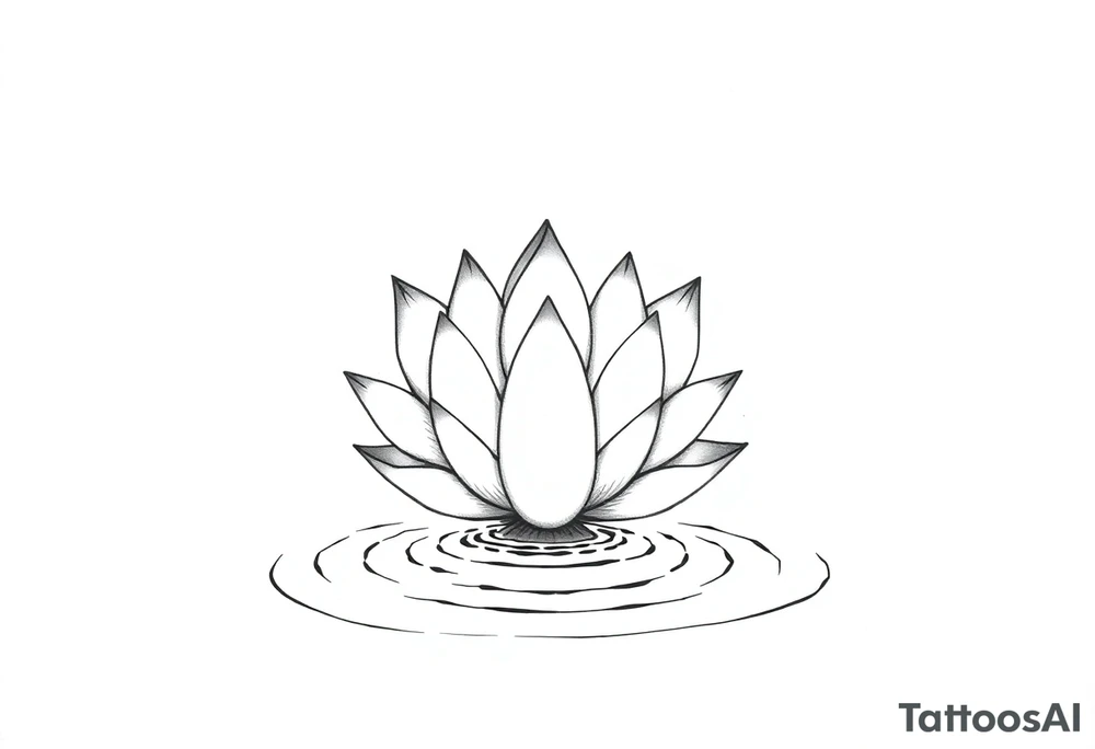 serene lotus flower emerging from sacred waters with ripples tattoo idea