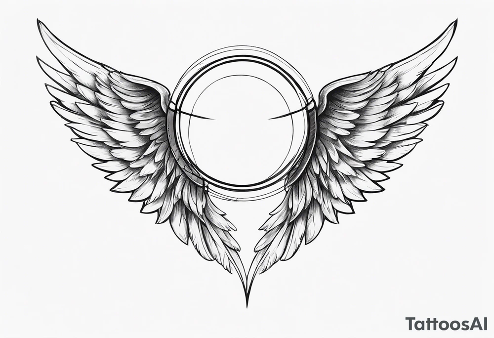 a pair of wings with a halo over them tattoo idea