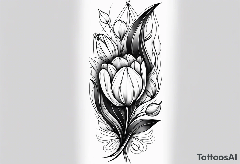 Forearm futuristic tulips design tattoo idea