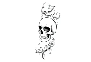 Skull with  jewels underneath 
 stormy skies tattoo idea