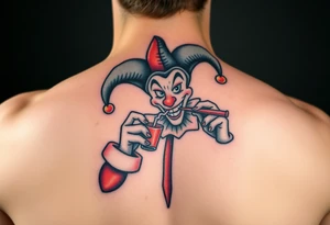 jester smoking and drinking tattoo idea