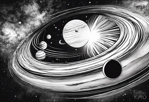 Planets orbiting a supermassive black hole. tattoo idea