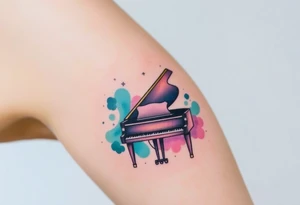 dreamy grand piano under the star tattoo idea