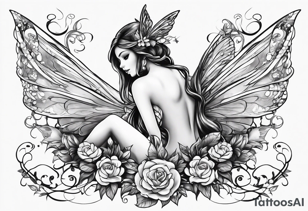 Full body small fairy mythical tattoo idea