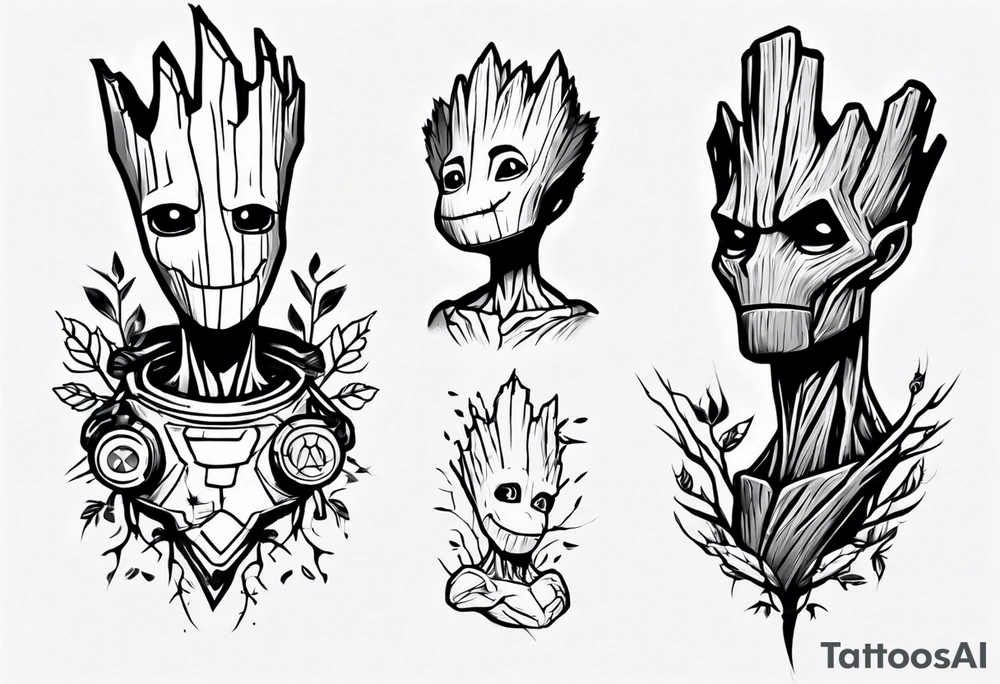 Groot half sleeve tattoo idea