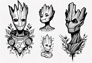 Groot half sleeve tattoo idea