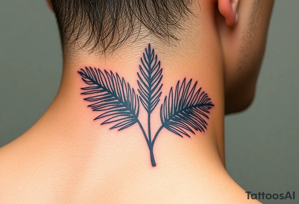 large woven palm leaves tattoo idea