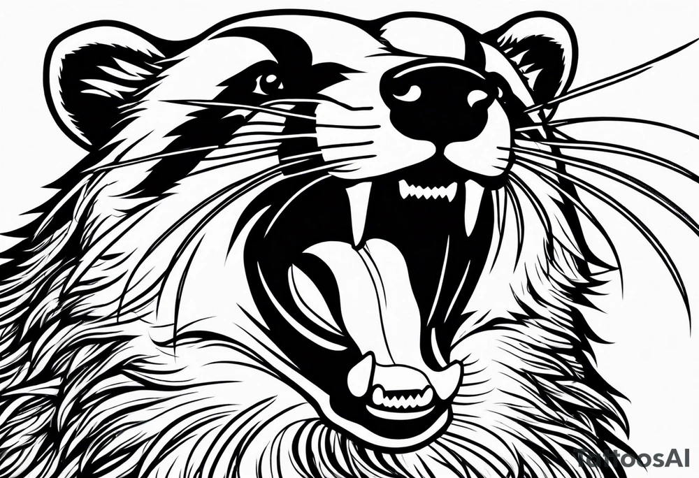 badger mouth open tattoo idea